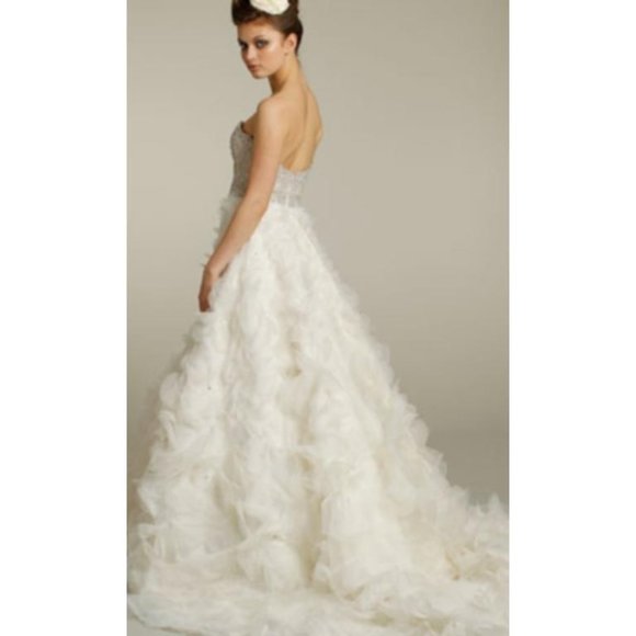 Lazaro Wedding Dress 3161 Size 8, Ivory Organza - Picture 3 of 13